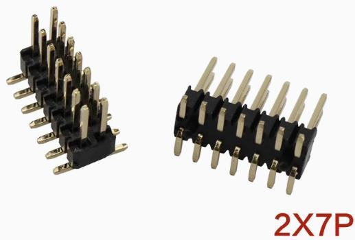 Header 2*7P Connector 1.27MM Male Gold Pin Double Row SMT