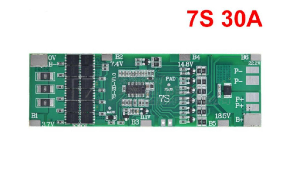 18650 Battery Protect Board With Balance 7S 30A BMS Li-ion Function