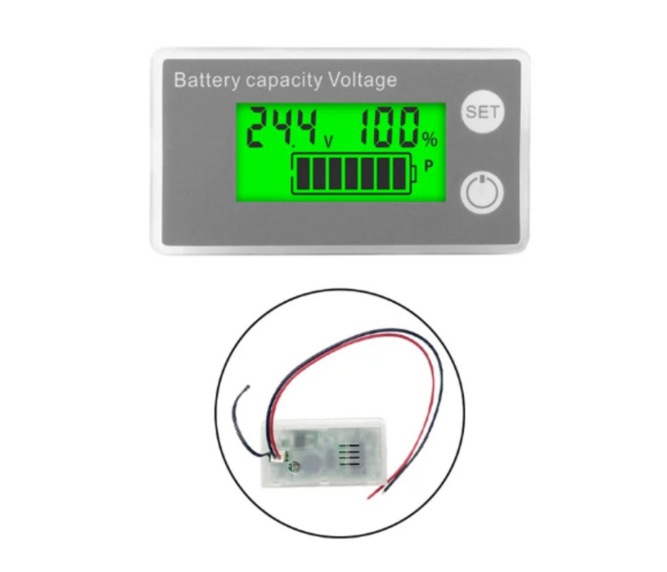 Screen+Temperature+al Electricity Meter Green LCD Digital Voltmeter Indicator DC 8V-100V Battery Capacity arm