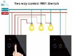Сенсорный выключатель Tuya WiFi (3 канала, двойное управление, тип 86, UK, черный)