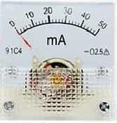 91C4-mA Pointer DC Ammeter 50mA Size 45x45mm