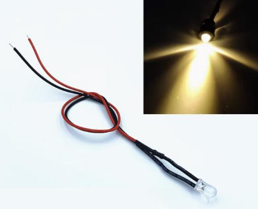 LED Indicator Light with 3V 3MM Warm White 20CM Cable