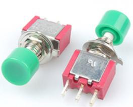 Зеленая кнопка DS-612 (6 мм, 3 контакта, мини, мгновенного действия, самовозврат, автоматический)