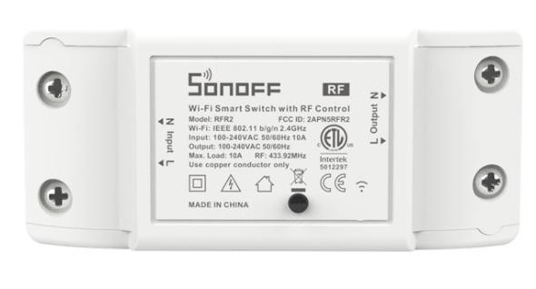 Умный Wi-Fi-переключатель Sonoff RFR2 (голосовое управление Siri, 10А, 433МГц)
