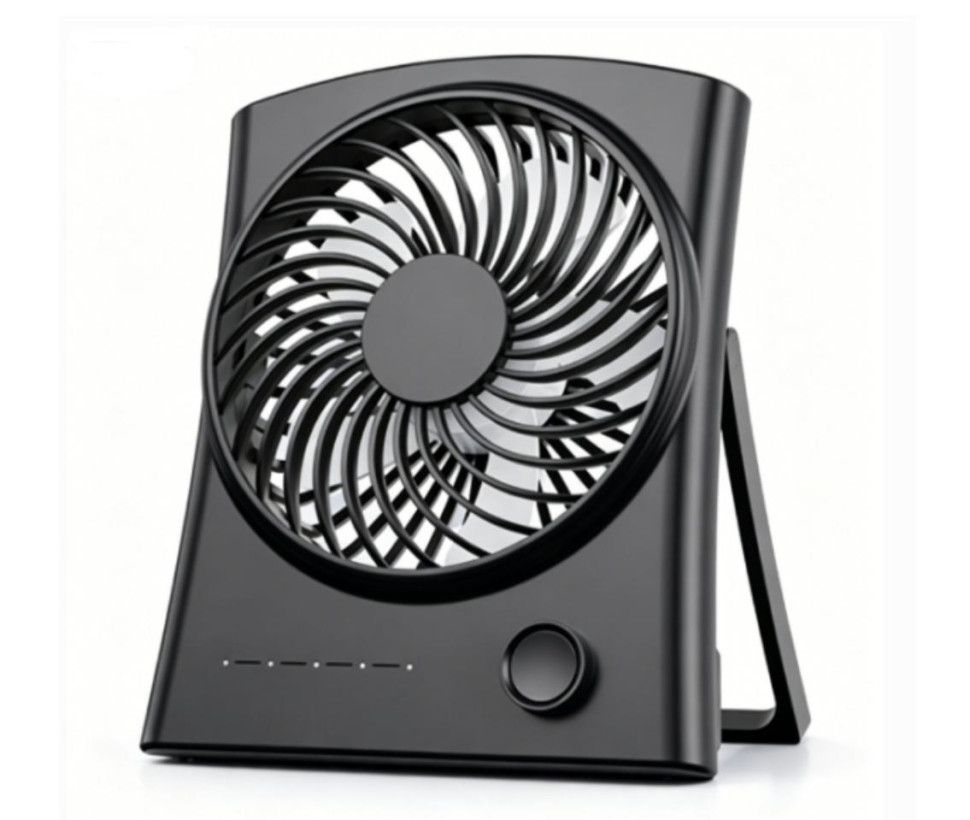 Fan, Quiet and Portable Desktop Fan F02 Black High-Power Camping 1800mAh Ultra-Thin