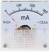 91C4-mA Pointer DC Ammeter 300mA Size 45x45mm