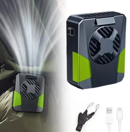 4000mAh Belt Clip Fan Portable Fan Hanging Camping Y21 Green Neck Fan for Hiking