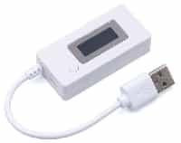 USB-тестер белый (LCD-экран, замер тока/напряжения, мониторинг емкости, без упаковки)