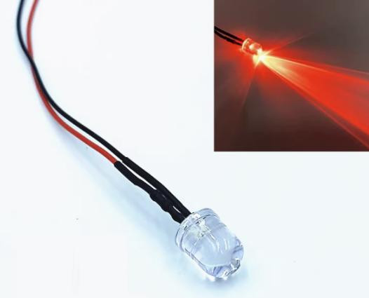 Clear Red LED Indicator Light with 20CM Cable 12-18V 10MM Water