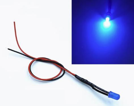 220V 3MM Blue LED Indicator Light with 20CM Cable