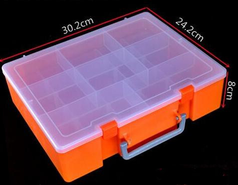 Plastic Case Orange Size: 30.2*24.2*8cm Two Layer Portable