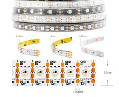 Адресная светодиодная лента WS2815 RGB5050 (белая, 12В, 144 LED/м, 1м, IP65, водонепроницаемая)