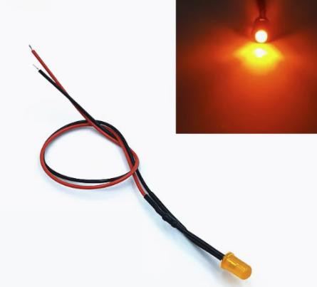 LED Indicator Light with 48-72V 5MM Orange 20CM Cable