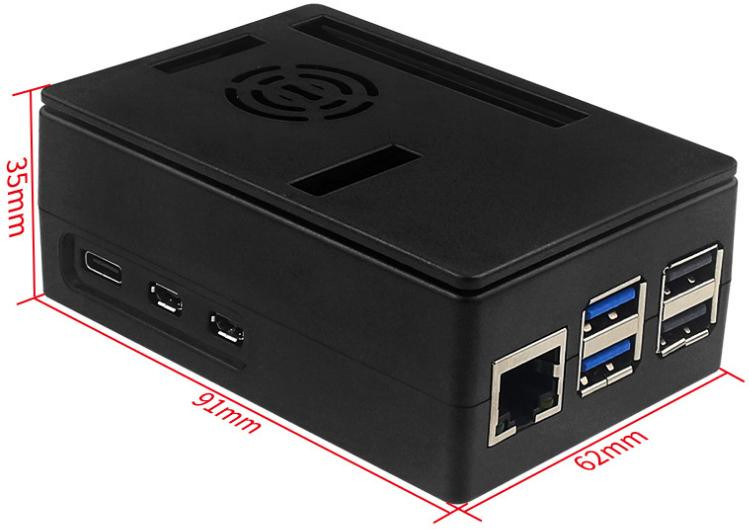 Compatible with Fans? Black Bigger Size ABS Case for Raspberry 5B 3.5inch Touch Screen Size:91*62*35mm