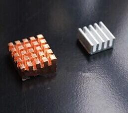 2 in 1 Heat Sink Set: 1pc 14*12*5.5mm Copper 1pc 9*9*5mm Aluminum