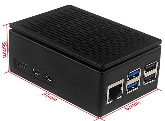 Black ABS Striped Case Coolers?3.5inch Touch Compatible with PWM for Raspberry Pi 5, Screen