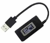 USB-тестер черный (LCD-экран, замер тока/напряжения, мониторинг емкости, без упаковки)