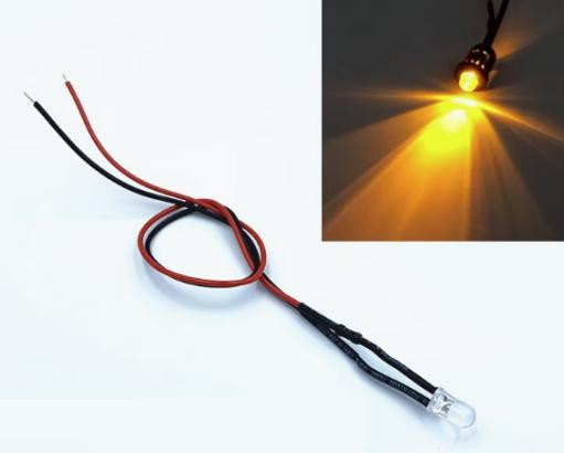 48-72V 5MM Water Clear Light with 20CM Cable Yellow LED Indicator