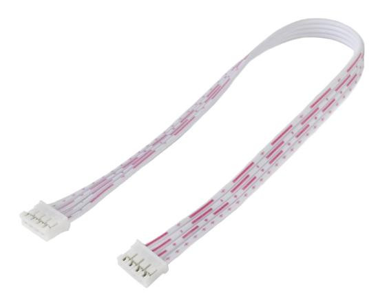 Двусторонний коннектор PH2.0 4P Female (прямой, красный и белый провод, 1007 26AWG, 20 см)