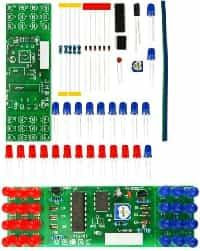 "Набор ""Двухцветные мигающие LED"" на NE555+CD4017 (красные/синие светодиоды, плата для сборки)"