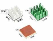Big Green + Small Sliver Aluminum Heat Sink Set for Raspberry Pi: 1pc 14*14*8mm (Green) 1pc 9*9*5mm (Sliver) 1pc 15*15*1mm(Golden)