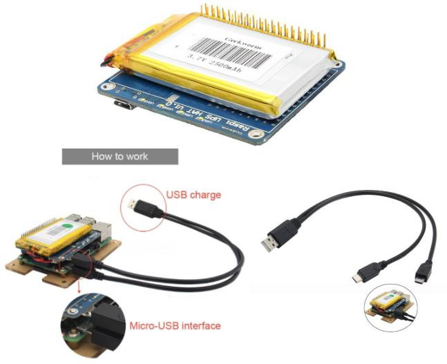 Плата расширения UPS HAT (LI, 3.7В, 2600 мАч)