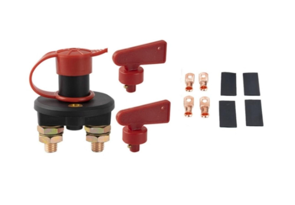 Copper Ring+4PCS Heat 12V/24V Car Battery Disconnect Isolator Red+2 Keys+4PCS Power Switch Shrink