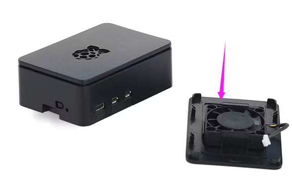 with Logo with Integrated Fan Mount with PWM Fan Black ABS Plastic Case for Raspberry Pi 5B