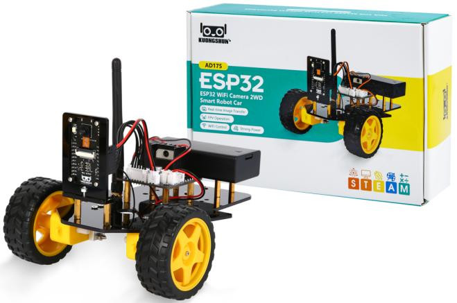 Автомобильный комплект интеллектуального робота ESP32 CAM 2WD с беспроводным управлением(без аккумулятора 18650, без зарядного устройства 18650)