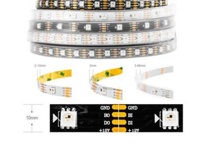Адресная светодиодная лента WS2815 RGB5050 (черная, 12В, 30 LED/м, 5м, IP67, водонепроницаемая)