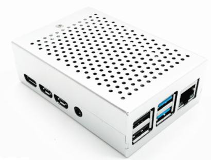 Корпус для Raspberry Pi 4B (алюминиевый, блестящий, совместим с вентиляторами 3007/3010)
