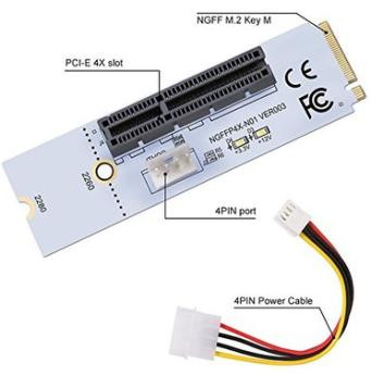Адаптер NGFF M.2 - PCI-E x4 (M.2 Key M - PCIe x4, светодиодный индикатор напряжения, для PCI-E x1/x16)