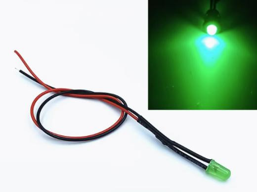 12-18V 3MM Green LED Indicator Light with 20CM Cable