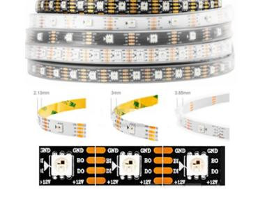 Адресная светодиодная лента WS2815 RGB5050 (черная, 12В, 60 LED/м, 5м, IP65, водонепроницаемая)