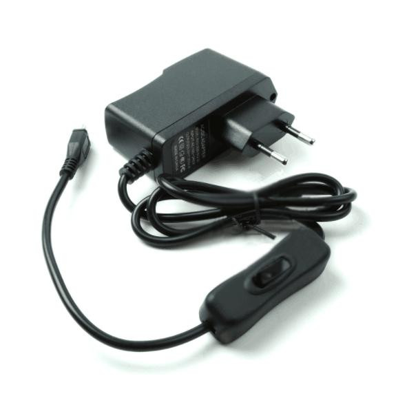 Адаптер питания (Micro USB, 5V/2.5A, EU вилка, кнопка ON/OFF)