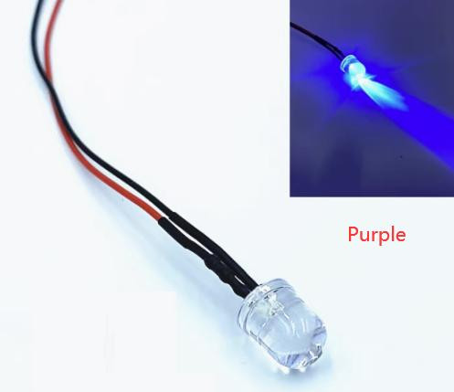22-28V 10MM Water Indicator Light with Clear Purple LED 20CM Cable