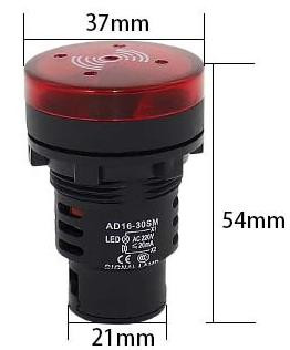 Сигнальный светильник со встроенным зуммером AD16-30SM (AC/DC36В, 30мм, LED, красный)