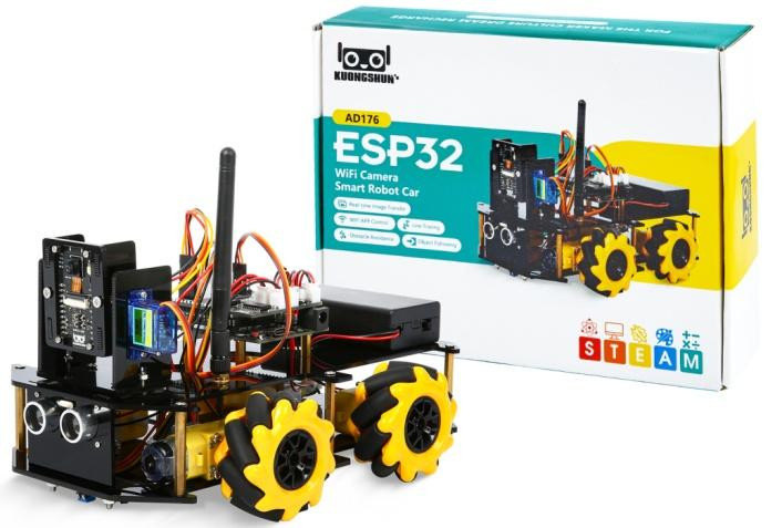 Беспроводное управление автомобилем ESP32 CAM Mecanum Smart (без аккумулятора 18650, без зарядного устройства 18650)