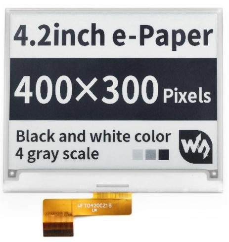 "Дисплей e-Paper Waveshare 4.2"" (400x300, черный/белый, SPI)"