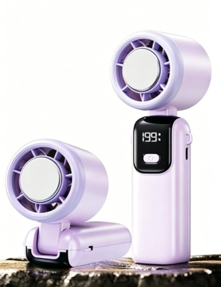 High-speed Fan Folding 199 Speed Adjustable 2400mAh Handheld Cooling Version Fan Purple