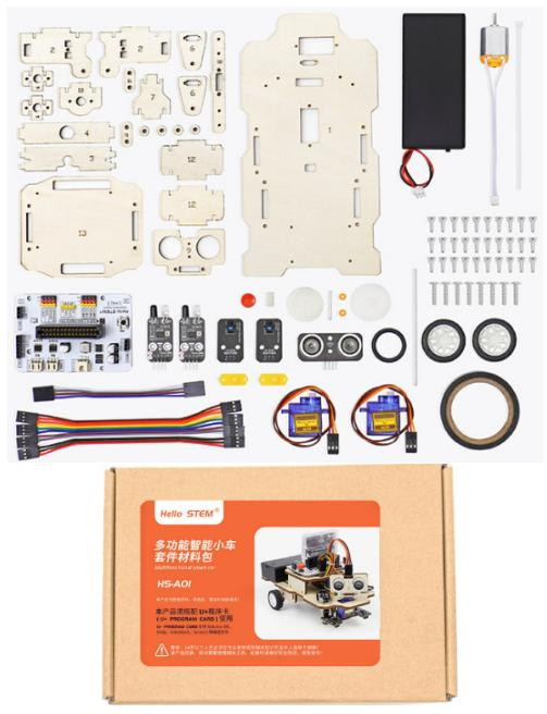Умный Машинка Hello STEM HS-A01 DIY Набор без карты U+ (программирование, DIY, картонная упаковка, требует карту U+)