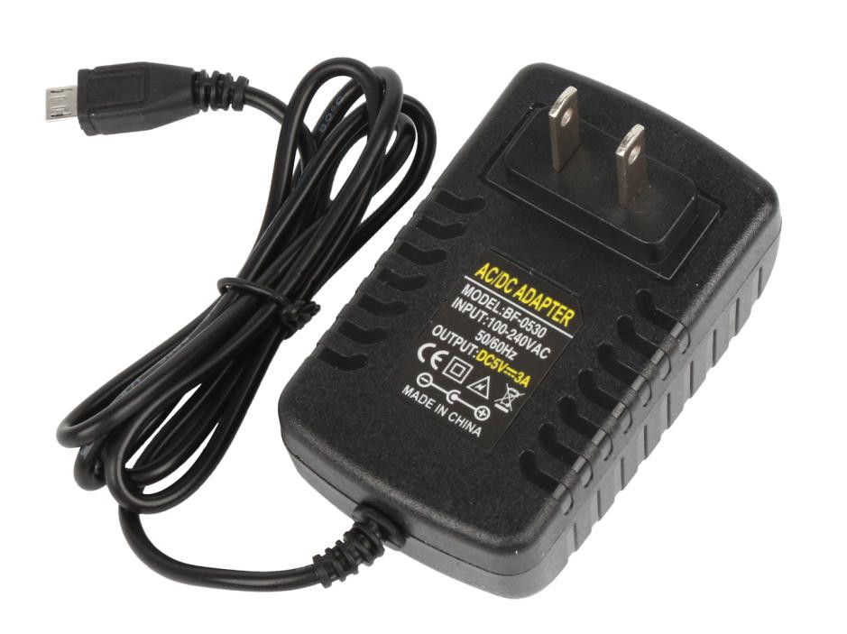 Адаптер питания (Micro USB, 5V/3A, US вилка) для RPi 3B