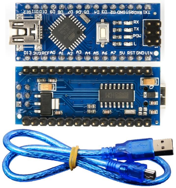 Контроллер Arduino Nano V3.0 CH340 Atmega328P-AU, с кабелем