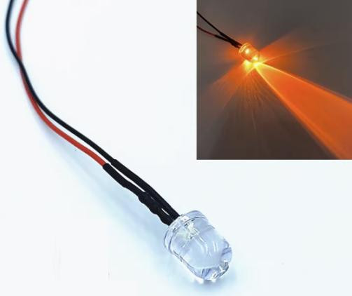 12-18V 3MM Water Clear Light with 20CM Cable Orange LED Indicator