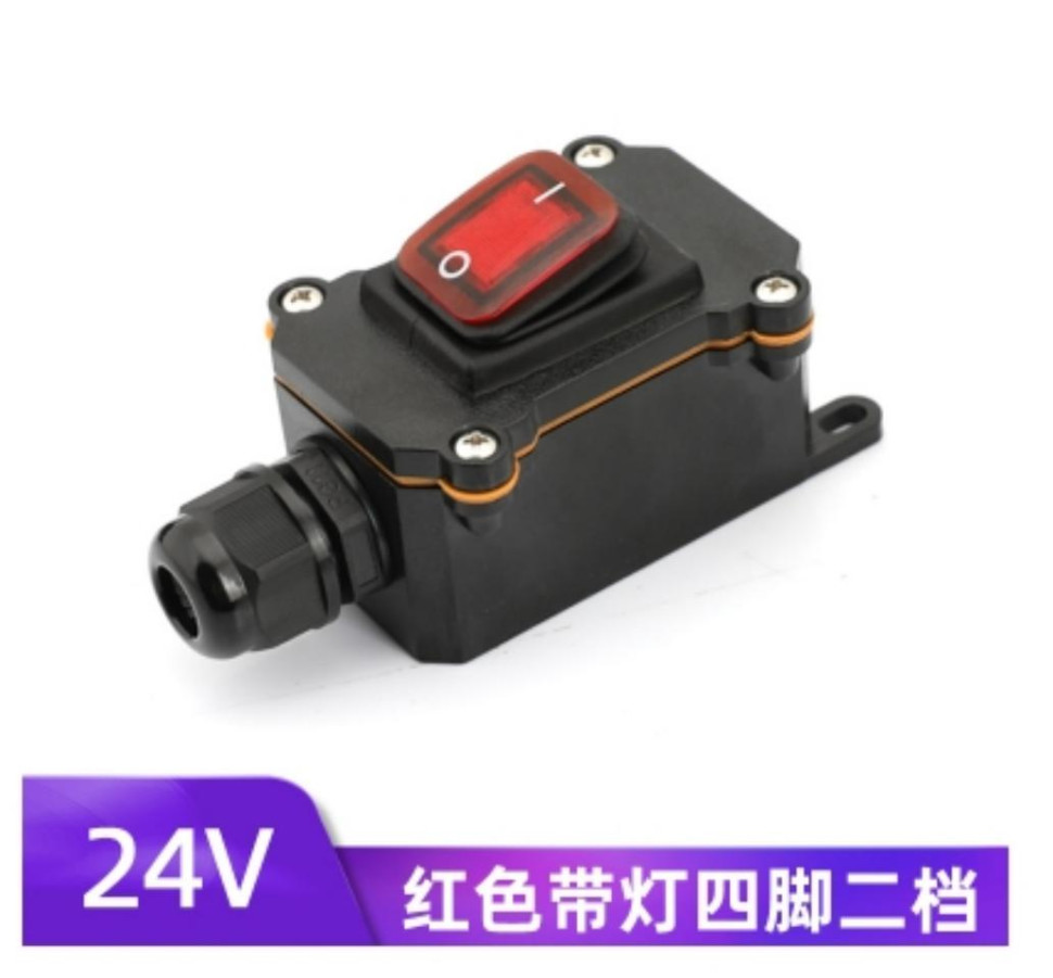 Waterproof Ship Type Switch 1 Head Red High Power Line 12/24V
