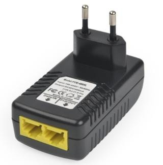100M PoE Injector (модель SDAPO POE4805, 48В, 0.5А, евровилка, желтый сетевой порт)