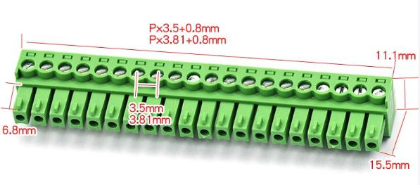 3.81MM PCB Terminal Green KF2EDGK-20P Socket