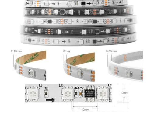 Адресная светодиодная лента WS2811 RGB5050 (белая, 12В, 60 LED/м, 5м, IP30)