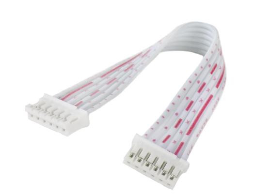 Двусторонний коннектор PH2.0 6P Female (прямой, красный и белый провод, 1007 26AWG, 15 см)