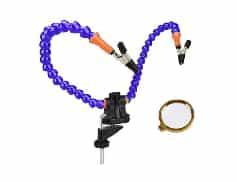 PCB Welding Flexible Blue Multifunctional (3 Holes 2 Arms + Magnifying Glass) Arms